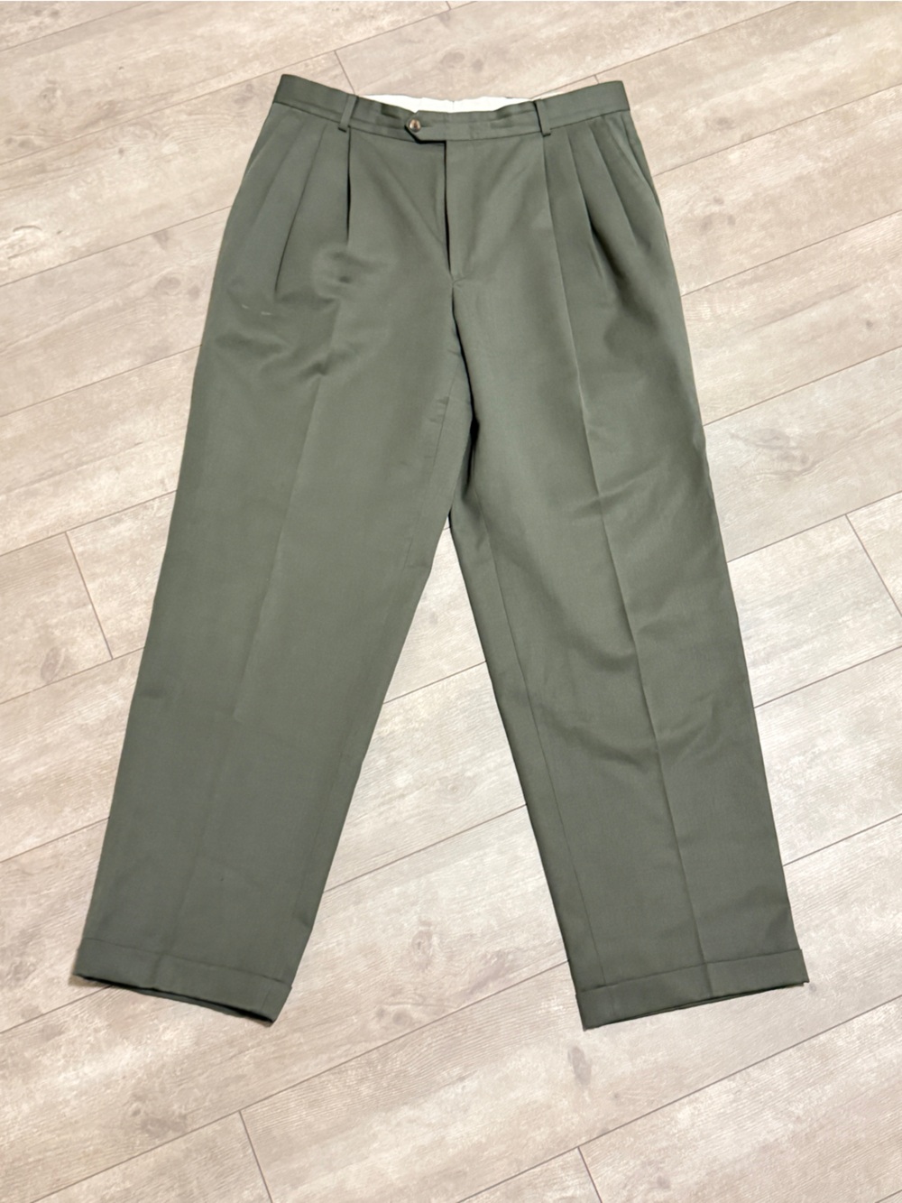 Vintage Women's Olive Green Tailored Trousers